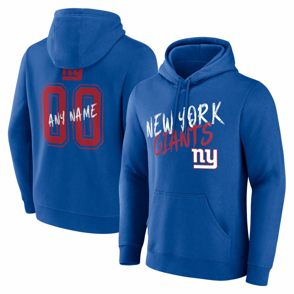 New York Giants Hustle Personalized Name & Number Hoodie Royal - NFL