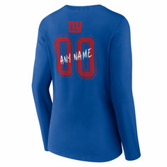 New York Giants Women's Hustle Personalized Name & Number Long Sleeve V-Neck T-Shirt Royal - NFL