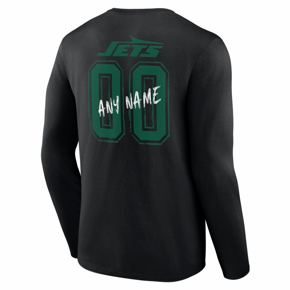 New York Jets Hustle Personalized Name & Number Long Sleeve T-Shirt Black - NFL