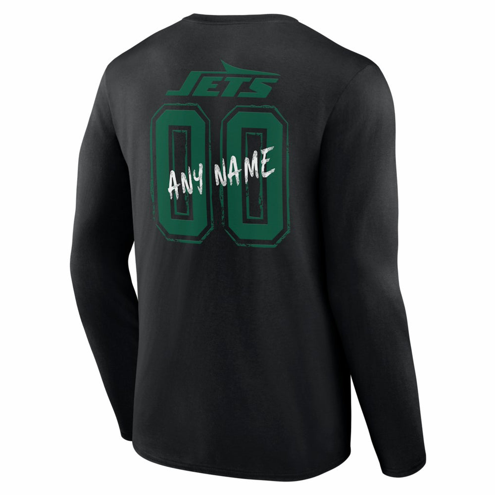 New York Jets Hustle Personalized Name & Number Long Sleeve T-Shirt Black - NFL