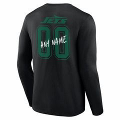 New York Jets Hustle Personalized Name & Number Long Sleeve T-Shirt Black - NFL