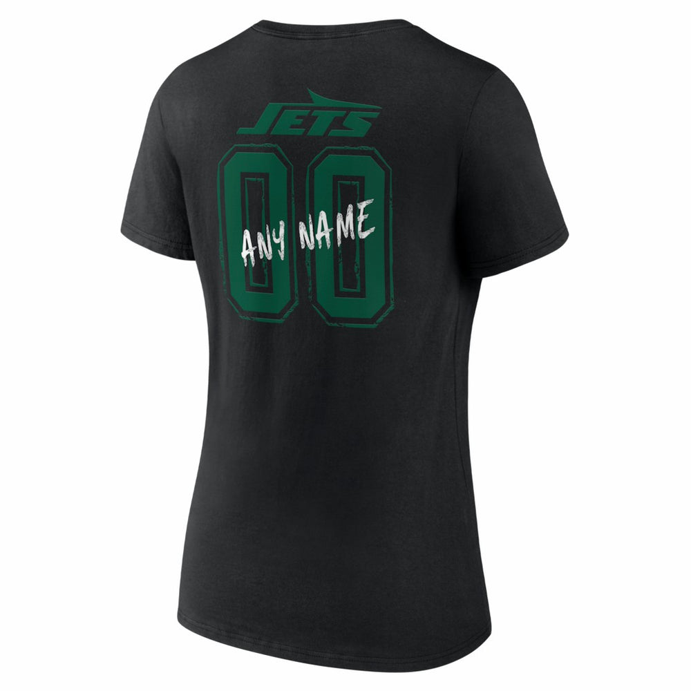 New York Jets Women's Hustle Personalized Name & Number V-Neck T-Shirt Black - NFL