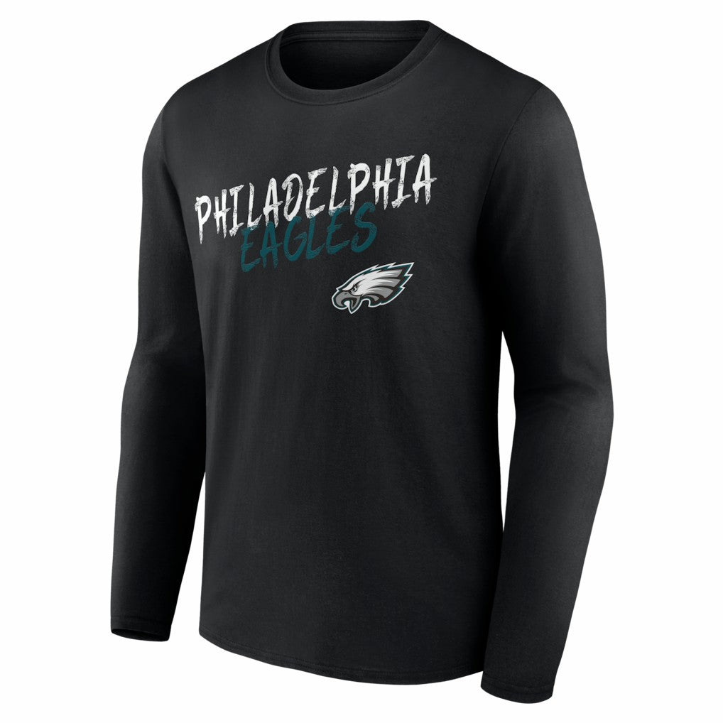 Philadelphia Eagles Hustle Personalized Name & Number Long Sleeve T-Shirt Black - NFL
