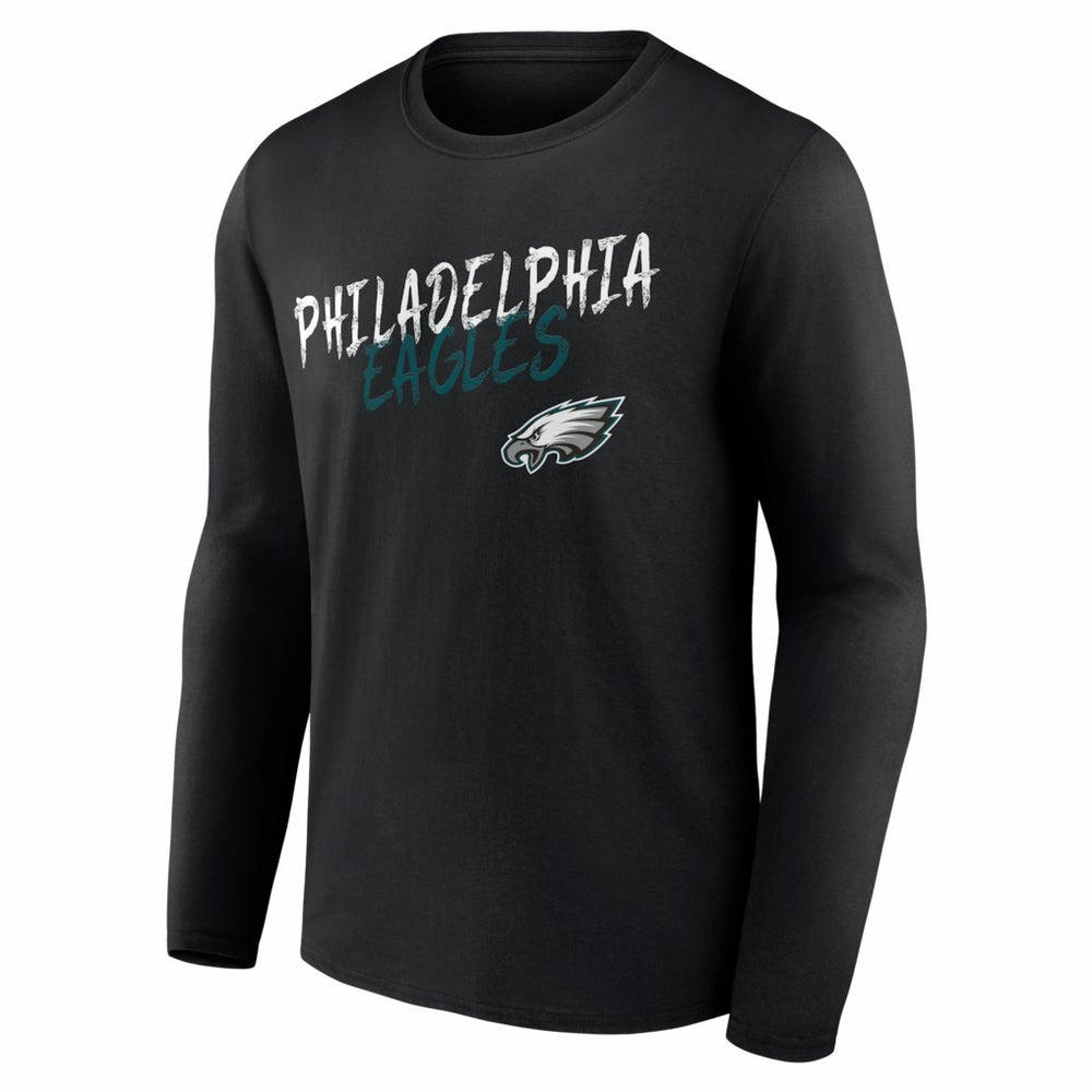 Philadelphia Eagles Hustle Personalized Name & Number Long Sleeve T-Shirt Black - NFL
