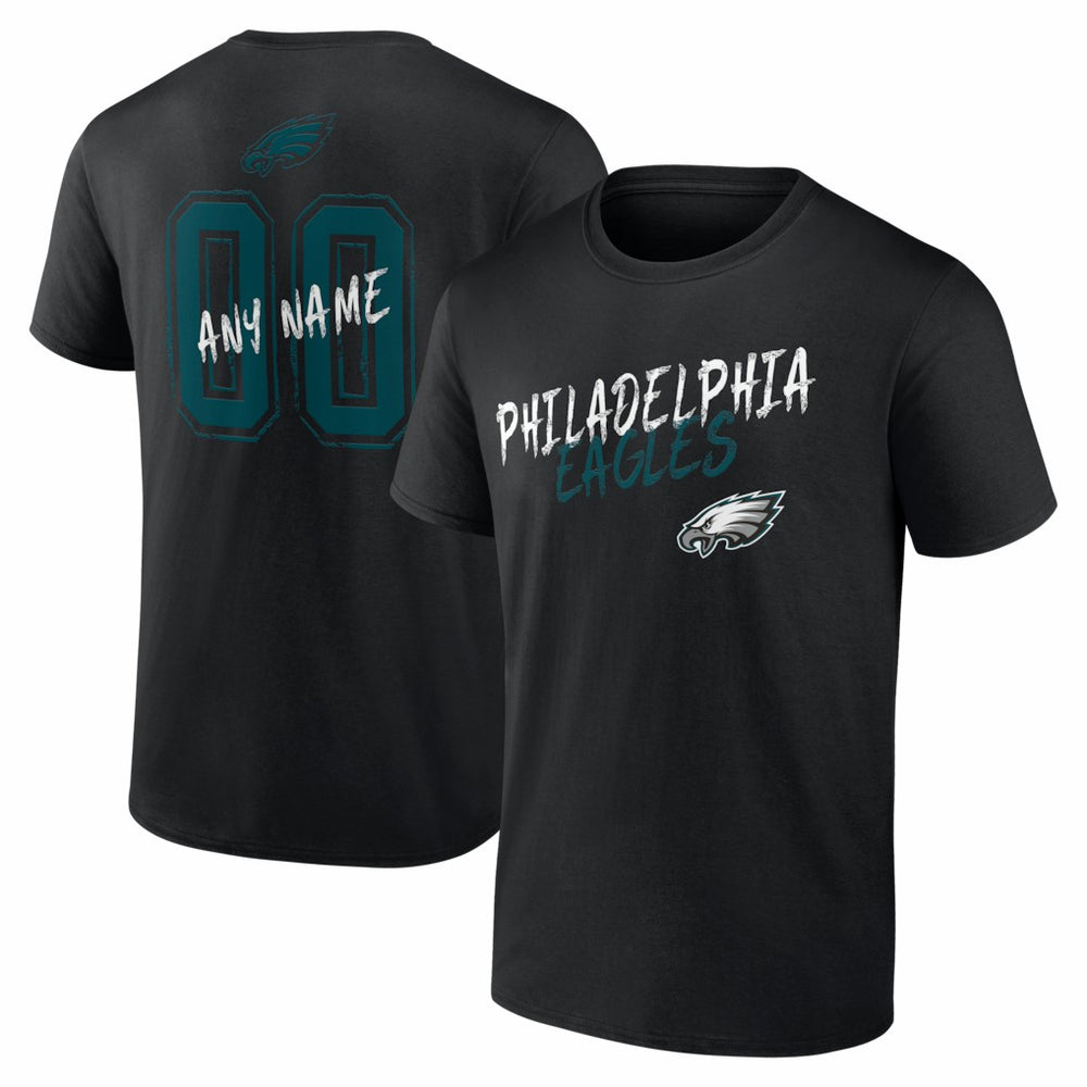 Philadelphia Eagles Hustle Personalized Name & Number T-Shirt Black - NFL