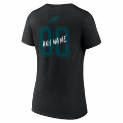 Philadelphia Eagles Women's Hustle Personalized Name & Number V-Neck T-Shirt Black - NFL