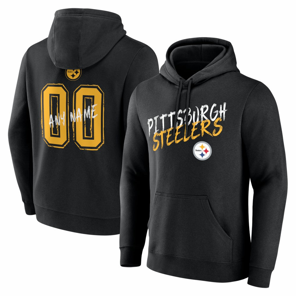 Pittsburgh Steelers Hustle Personalized Name & Number Hoodie Black - NFL