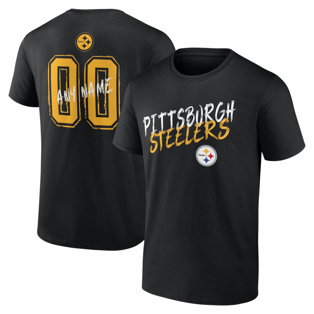 Pittsburgh Steelers Hustle Personalized Name & Number T-Shirt Black - NFL