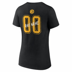 Pittsburgh Steelers Women's Hustle Personalized Name & Number V-Neck T-Shirt Black - NFL