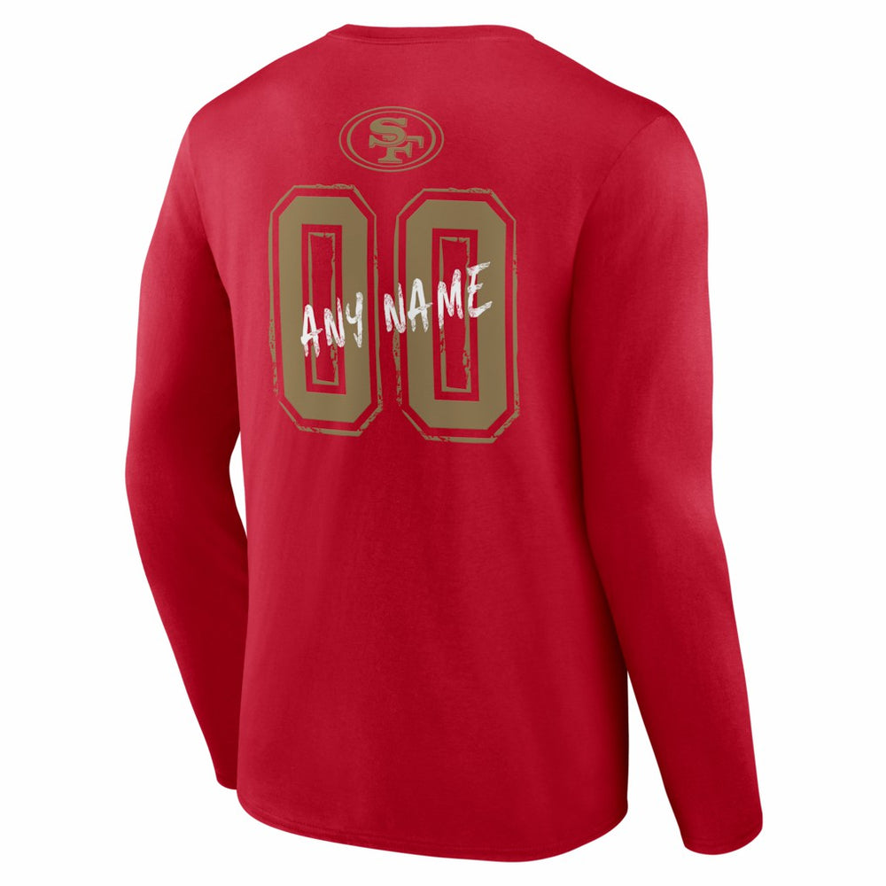 San Francisco 49ers Hustle Personalized Name & Number Long Sleeve T-Shirt Scarlet - NFL
