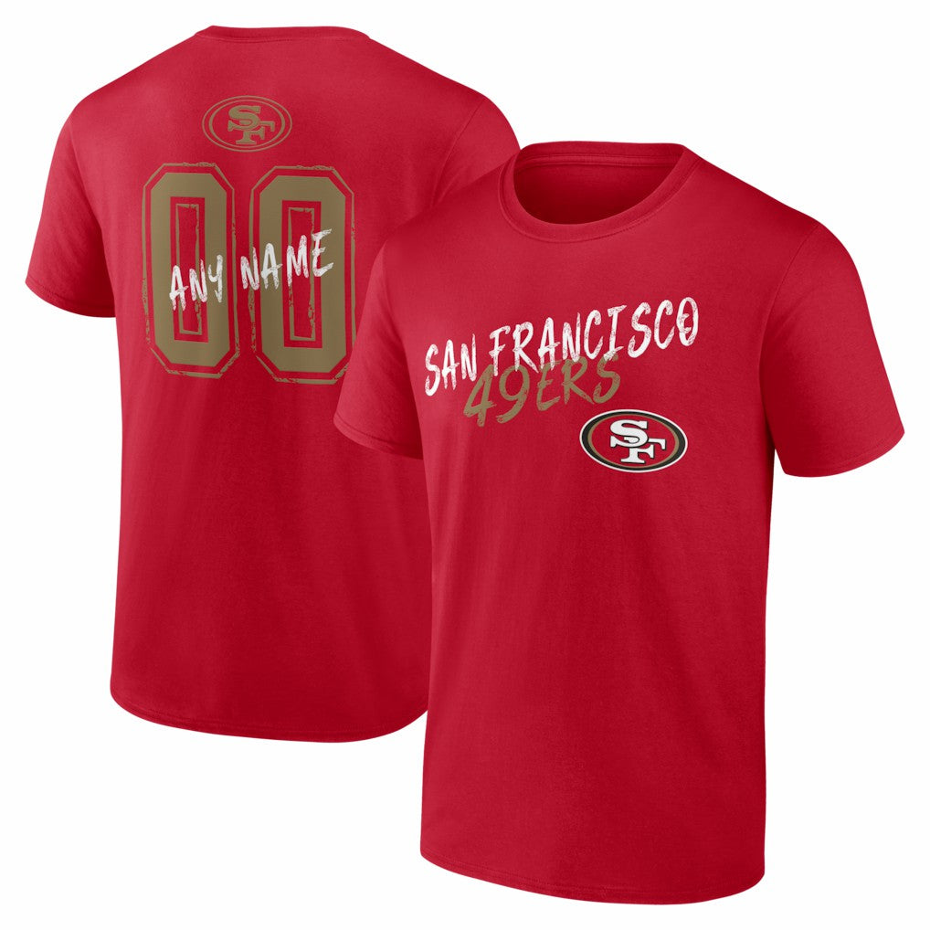 San Francisco 49ers Hustle Personalized Name & Number T-Shirt Scarlet - NFL