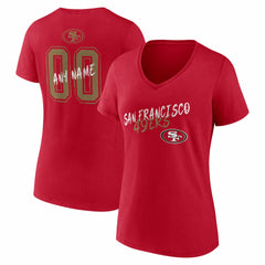 San Francisco 49ers Women's Hustle Personalized Name & Number V-Neck T-Shirt Scarlet - NFL