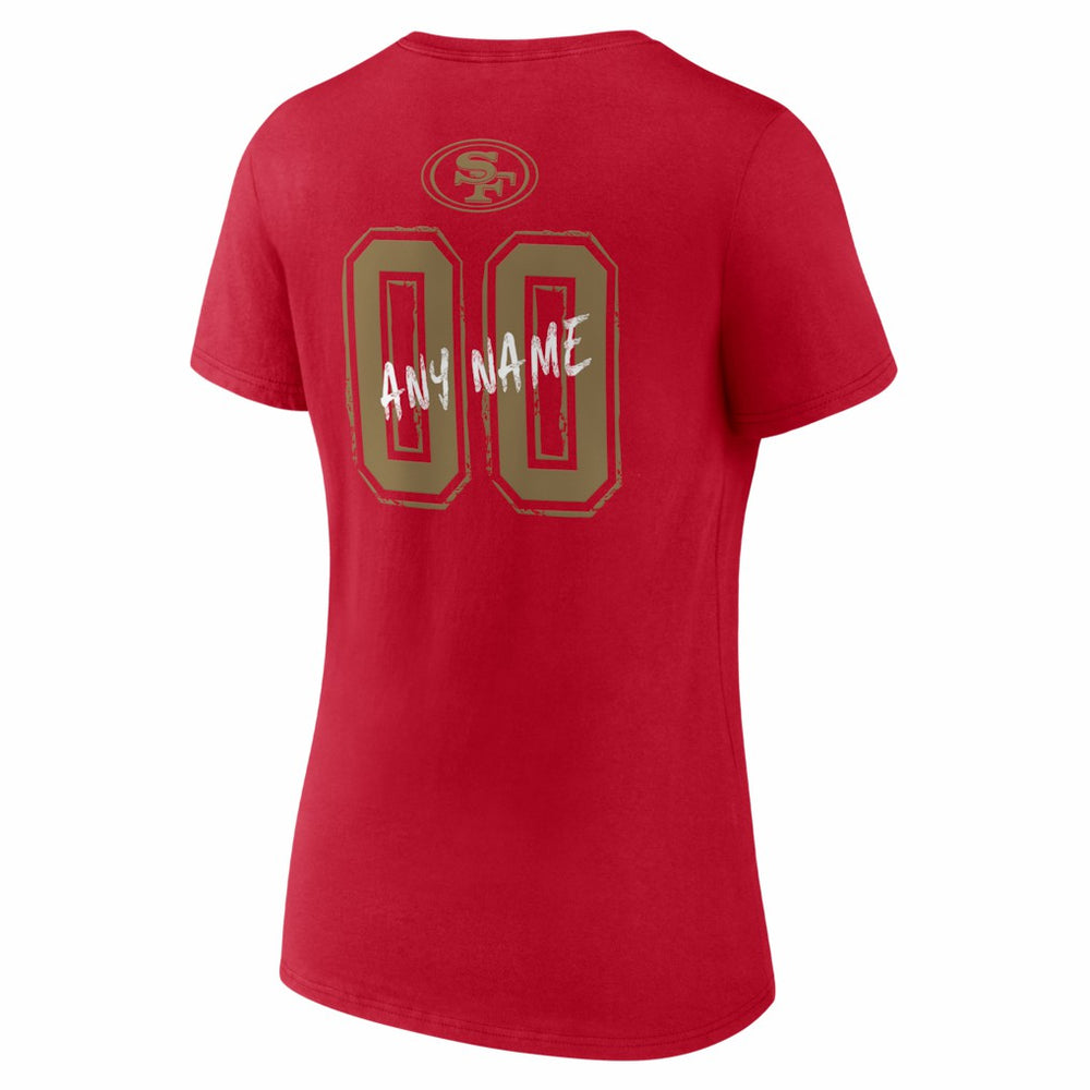 San Francisco 49ers Women's Hustle Personalized Name & Number V-Neck T-Shirt Scarlet - NFL