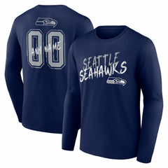 Seattle Seahawks Hustle Personalized Name & Number Long Sleeve T-Shirt College Navy - NFL