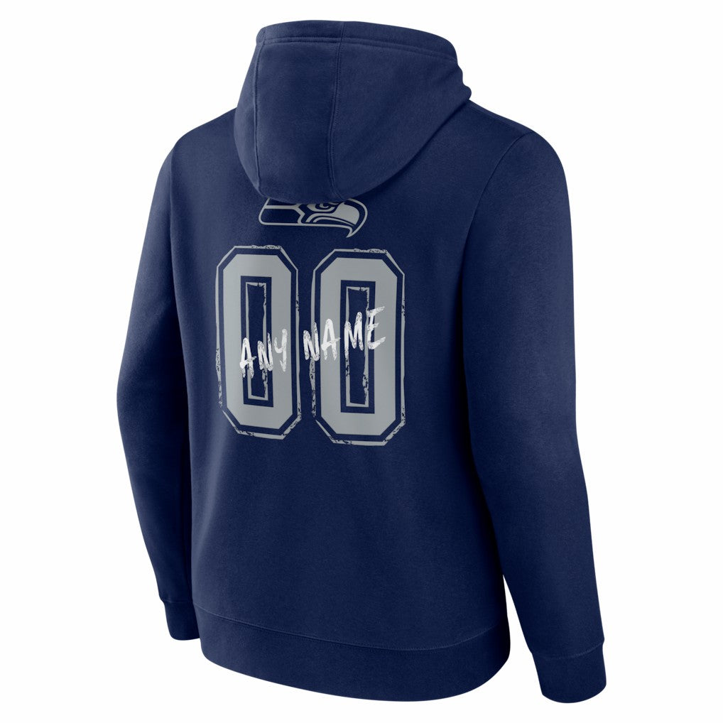 Seattle Seahawks Hustle Personalized Name & Number Hoodie College Navy - NFL