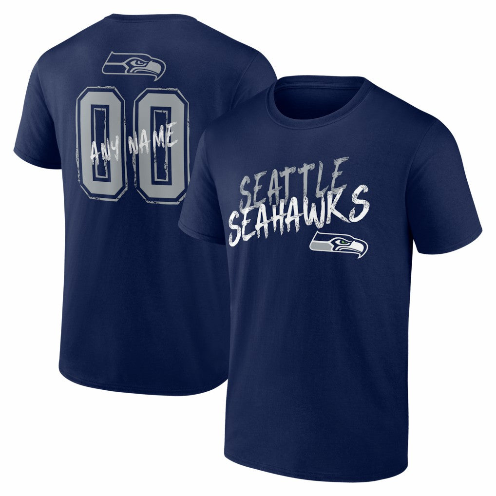 Seattle Seahawks Hustle Personalized Name & Number T-Shirt College Navy - NFL