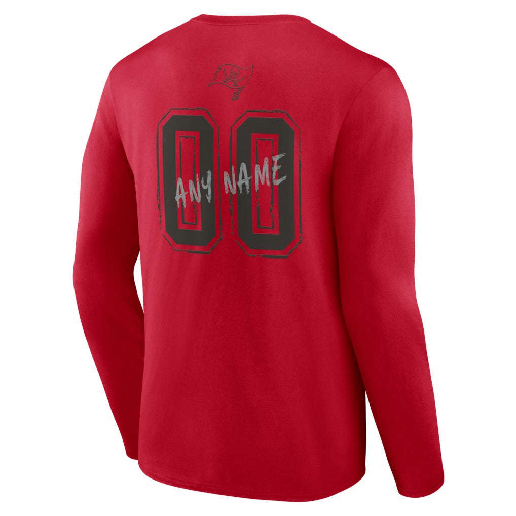 Tampa Bay Buccaneers Hustle Personalized Name & Number Long Sleeve T-Shirt Red - NFL