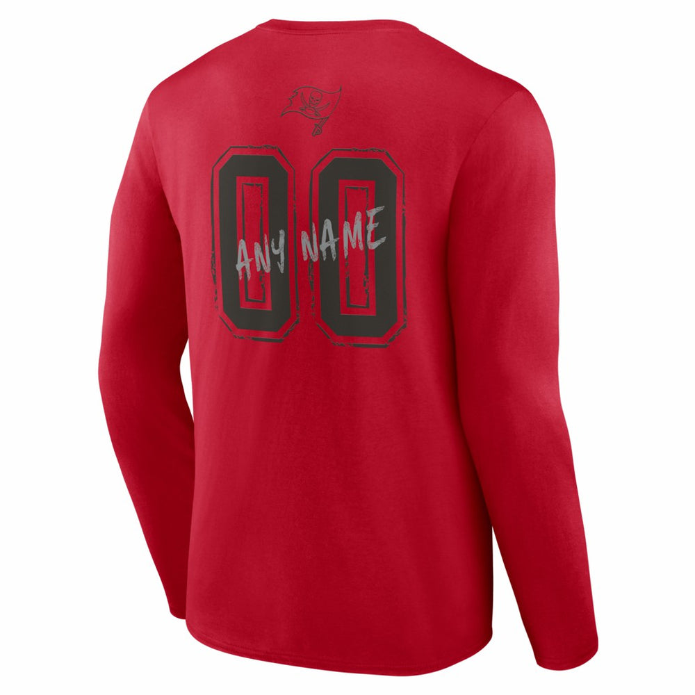 Tampa Bay Buccaneers Hustle Personalized Name & Number Long Sleeve T-Shirt Red - NFL