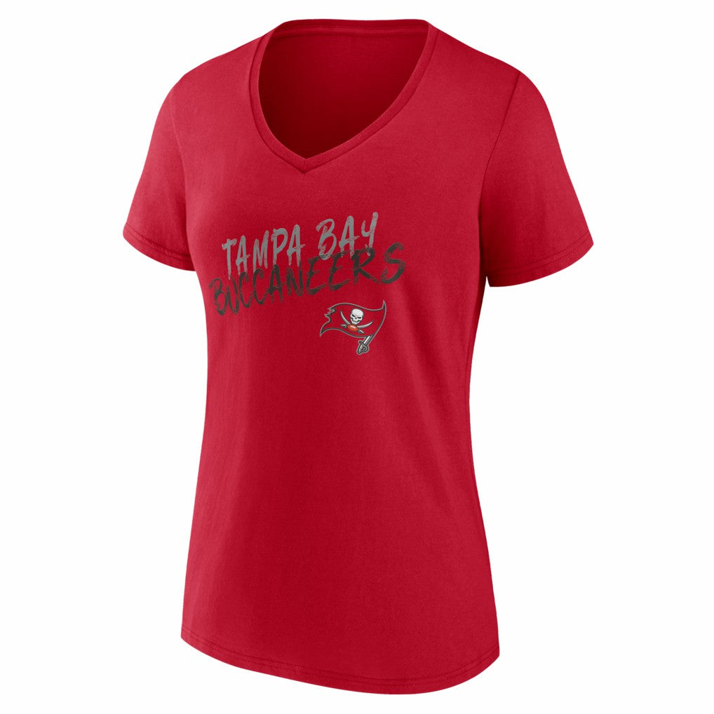 Tampa Bay Buccaneers Women's Hustle Personalized Name & Number V-Neck T-Shirt Red - NFL