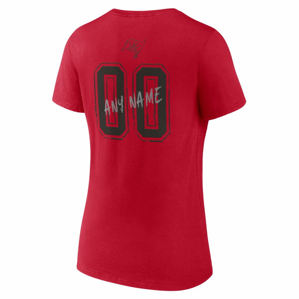 Tampa Bay Buccaneers Women's Hustle Personalized Name & Number V-Neck T-Shirt Red - NFL