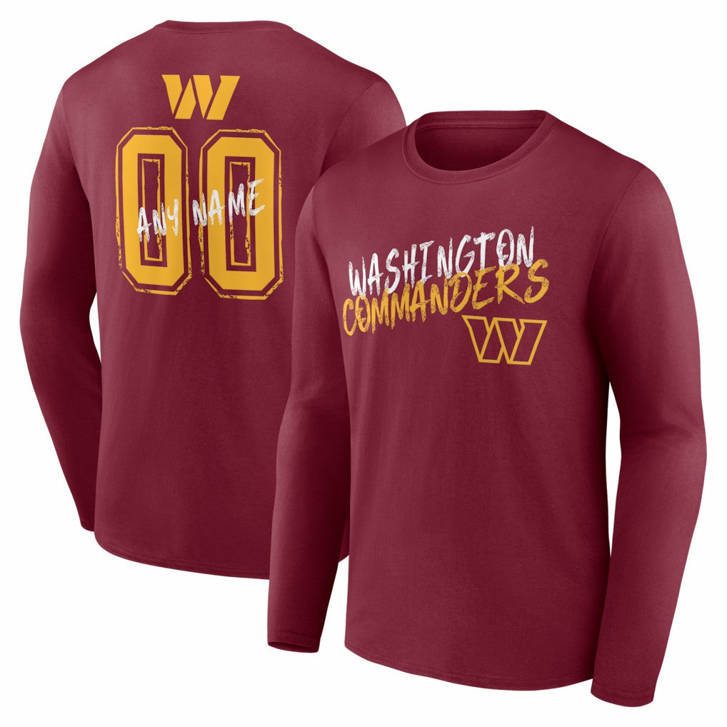 Washington Commanders Hustle Personalized Name & Number Long Sleeve T-Shirt Burgundy - NFL