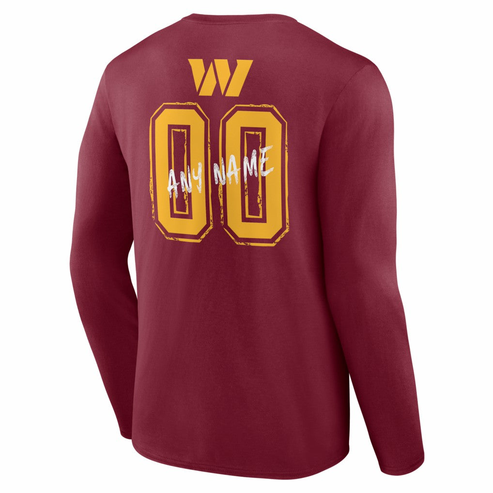 Washington Commanders Hustle Personalized Name & Number Long Sleeve T-Shirt Burgundy - NFL