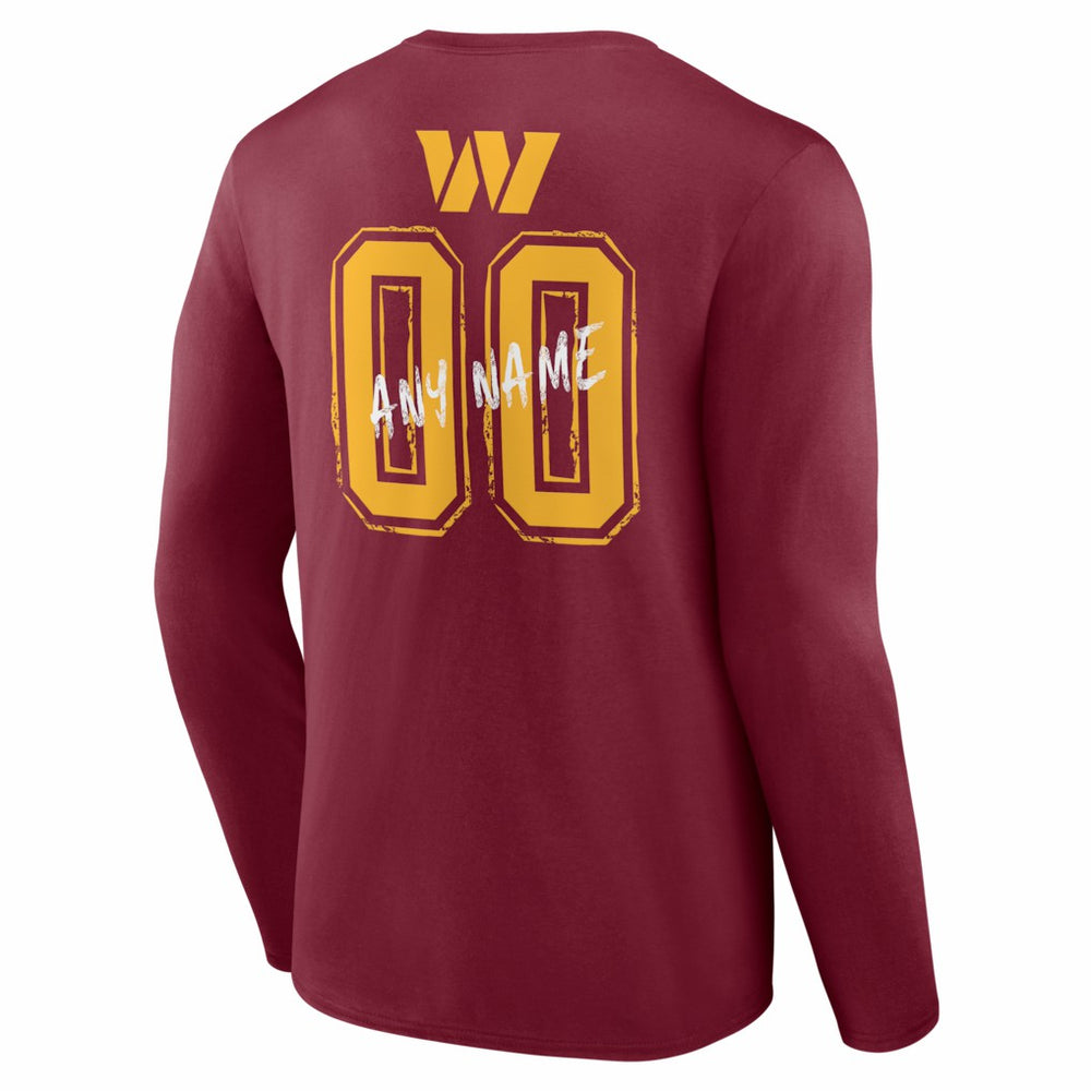 Washington Commanders Hustle Personalized Name & Number Long Sleeve T-Shirt Burgundy - NFL