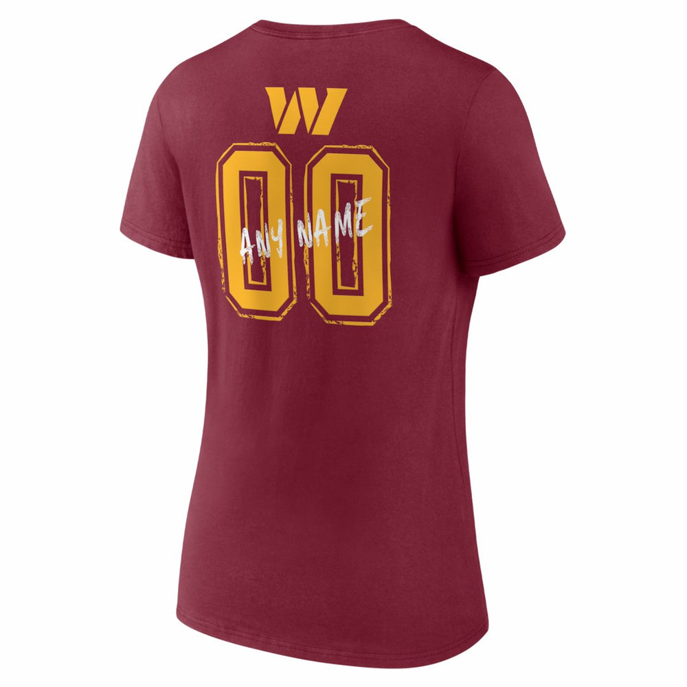 Washington Commanders Women's Hustle Personalized Name & Number V-Neck T-Shirt Burgundy - NFL