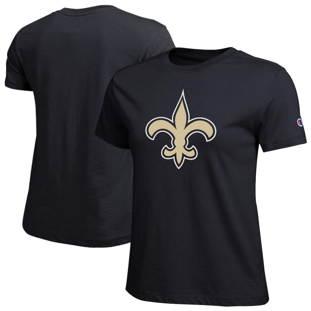 New Orleans Saints Champion Women's Logo T-Shirt Black - NFL
