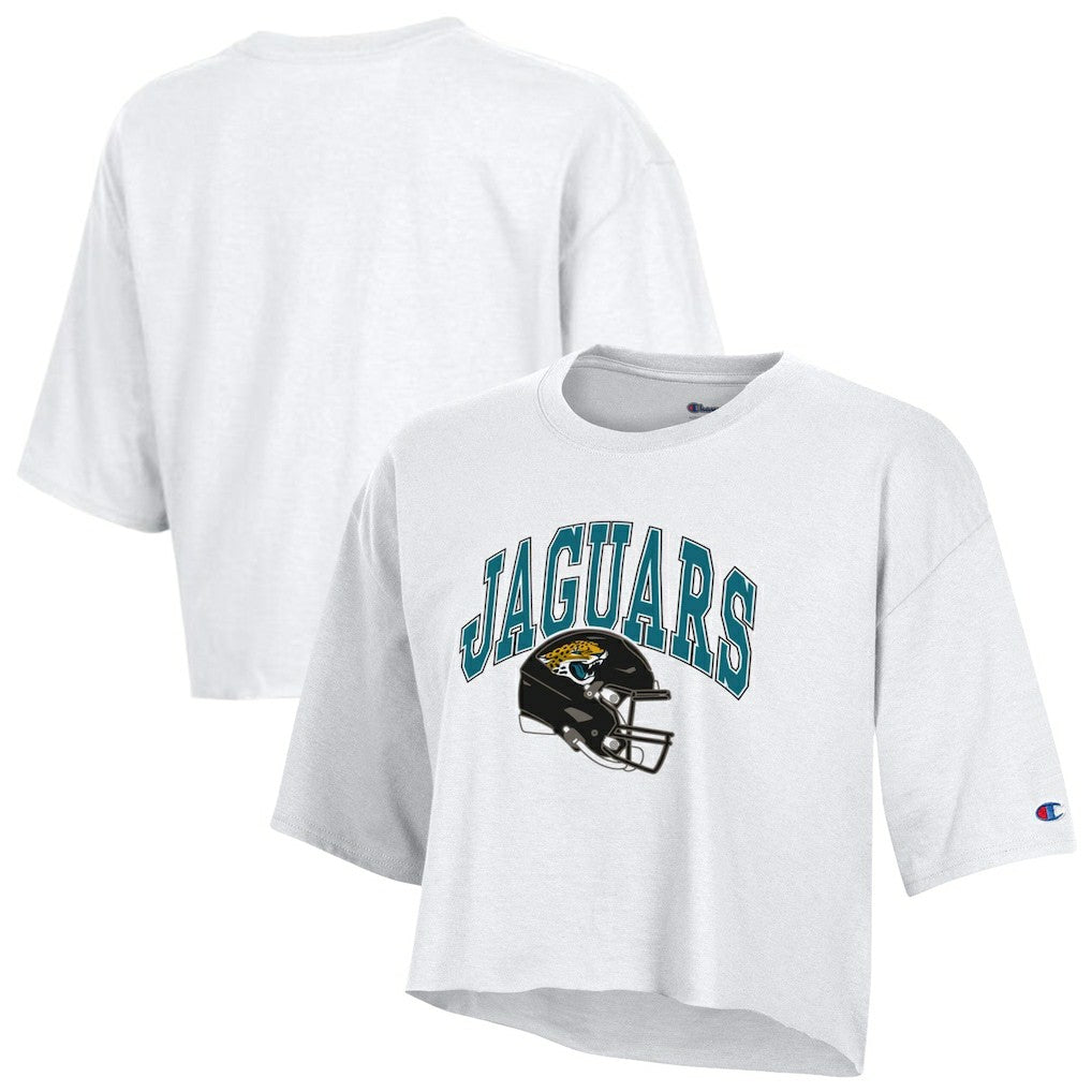 Jacksonville Jaguars Champion Women's Boyfriend Cropped T-Shirt White - NFL