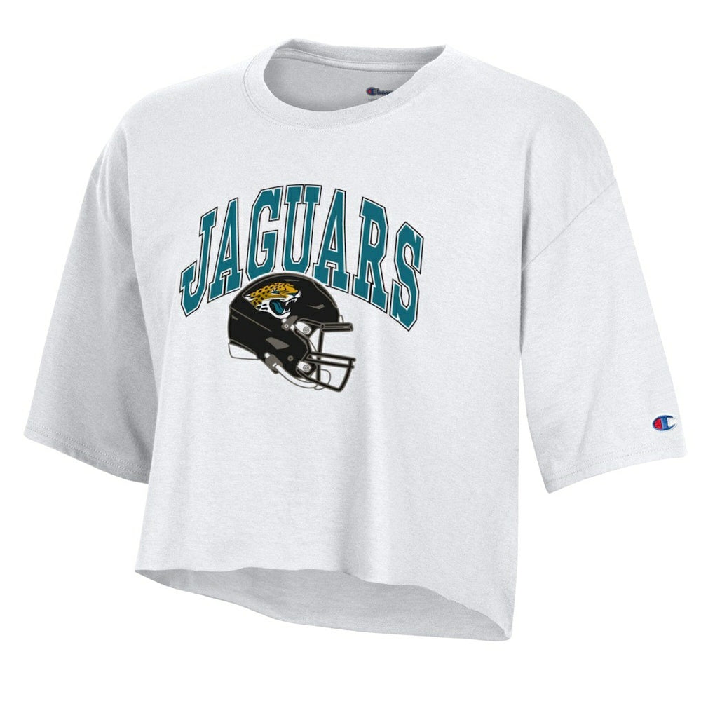 Jacksonville Jaguars Champion Women's Boyfriend Cropped T-Shirt White - NFL