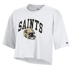 New Orleans Saints Champion Women's Boyfriend Cropped T-Shirt White - NFL