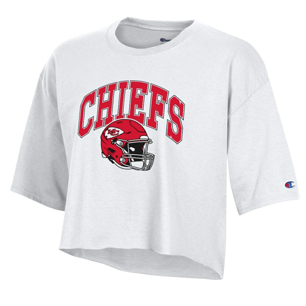 Kansas City Chiefs Champion Women's Boyfriend Cropped T-Shirt White - NFL