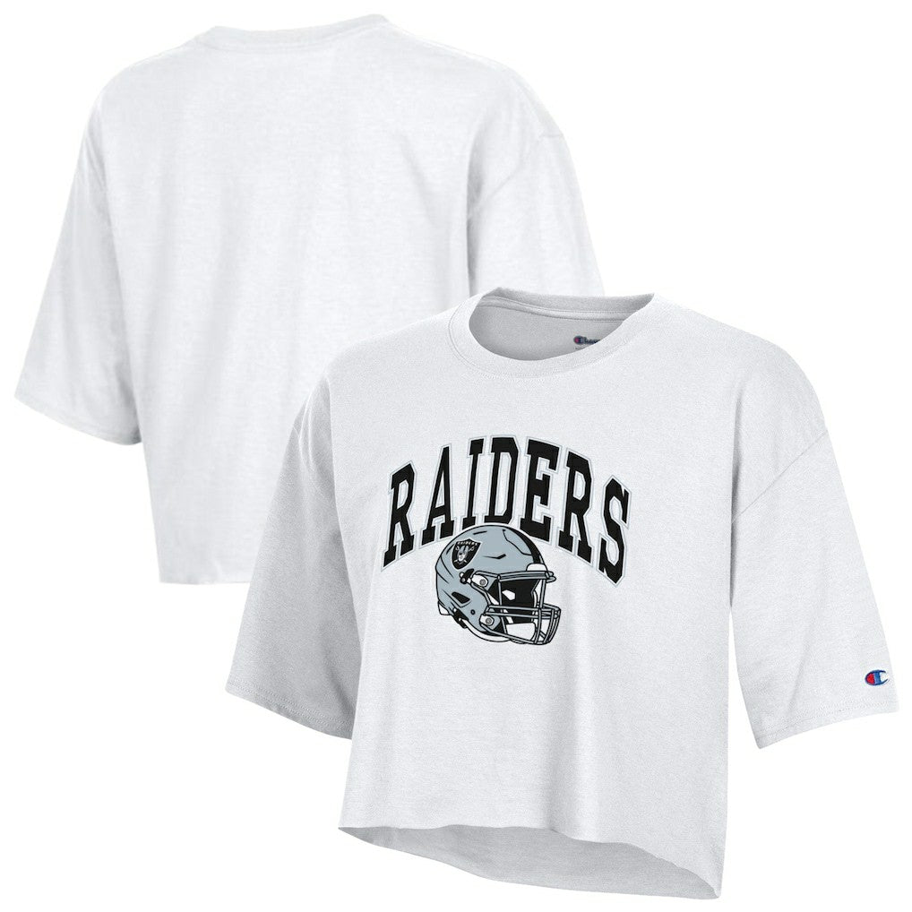 Las Vegas Raiders Champion Women's Boyfriend Cropped T-Shirt White - NFL