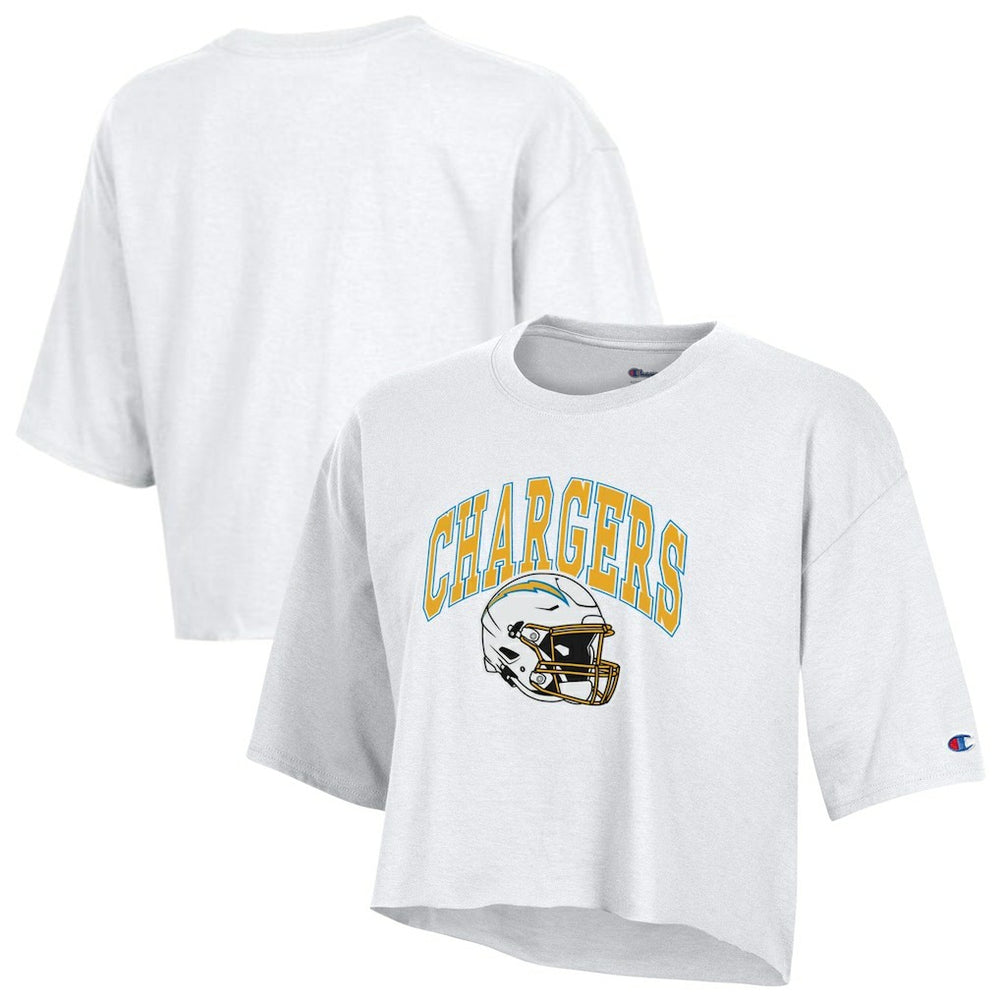 Los Angeles Chargers Champion Women's Boyfriend Cropped T-Shirt White - NFL