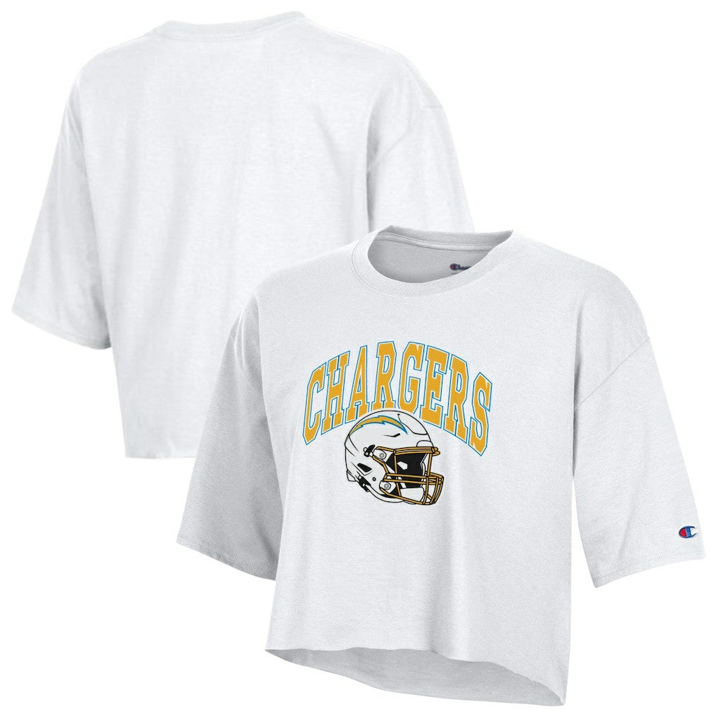 Los Angeles Chargers Champion Women's Boyfriend Cropped T-Shirt White - NFL