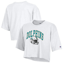 Miami Dolphins Champion Women's Boyfriend Cropped T-Shirt White - NFL