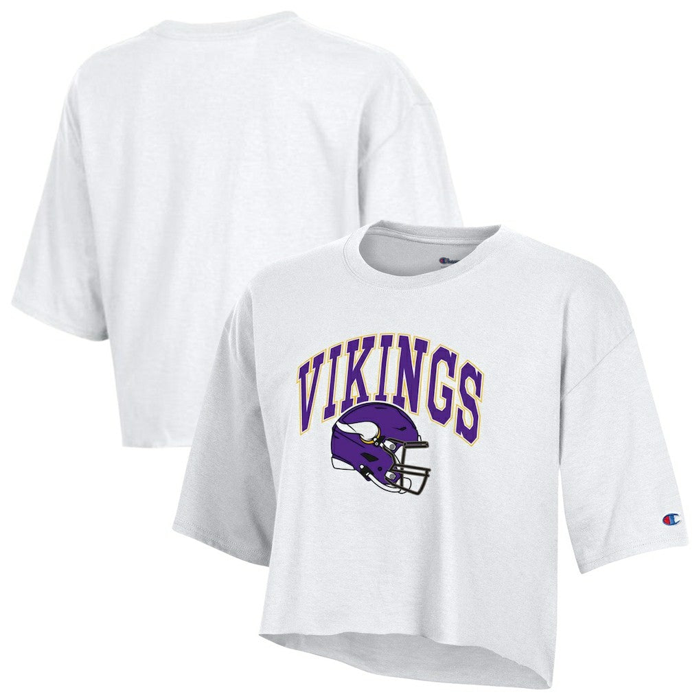Minnesota Vikings Champion Women's Boyfriend Cropped T-Shirt White - NFL