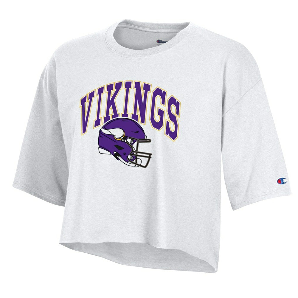 Minnesota Vikings Champion Women's Boyfriend Cropped T-Shirt White - NFL