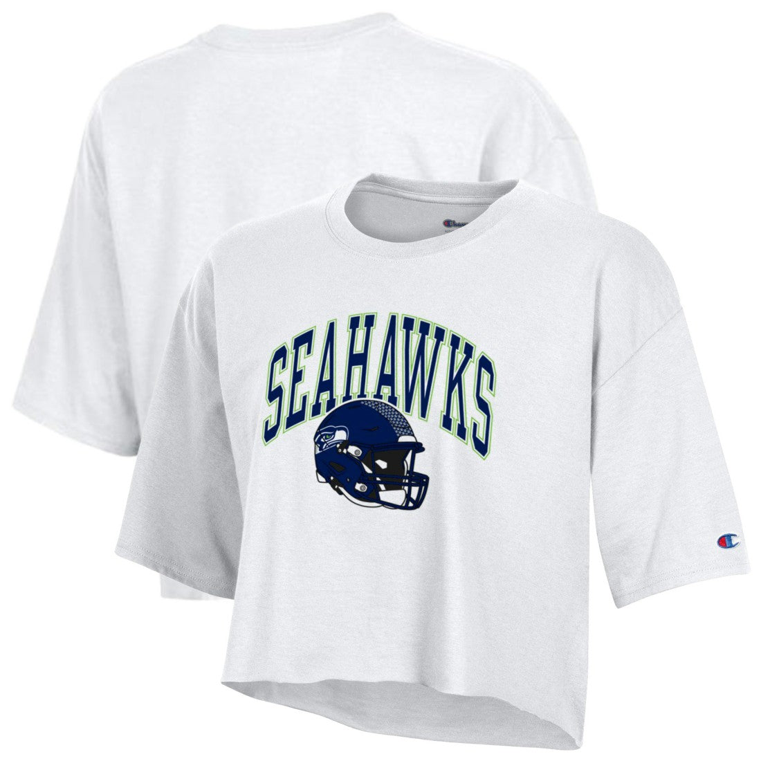Seattle Seahawks Champion Women's Boyfriend Cropped T-Shirt White - NFL