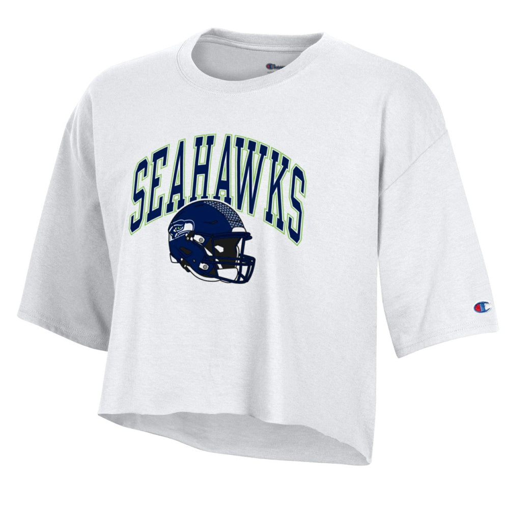 Seattle Seahawks Champion Women's Boyfriend Cropped T-Shirt White - NFL