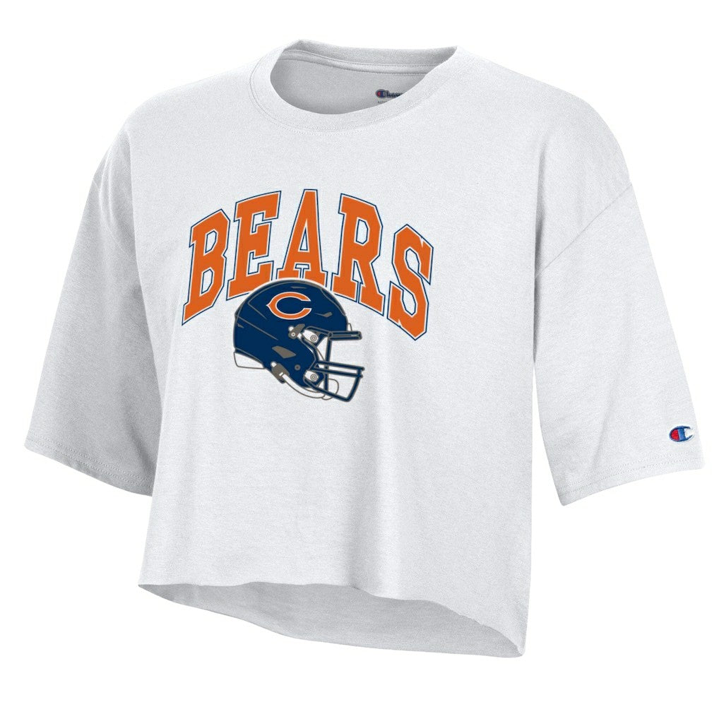 Chicago Bears Champion Women's Boyfriend Cropped T-Shirt White - NFL