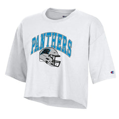 Carolina Panthers Champion Women's Boyfriend Cropped T-Shirt White - NFL