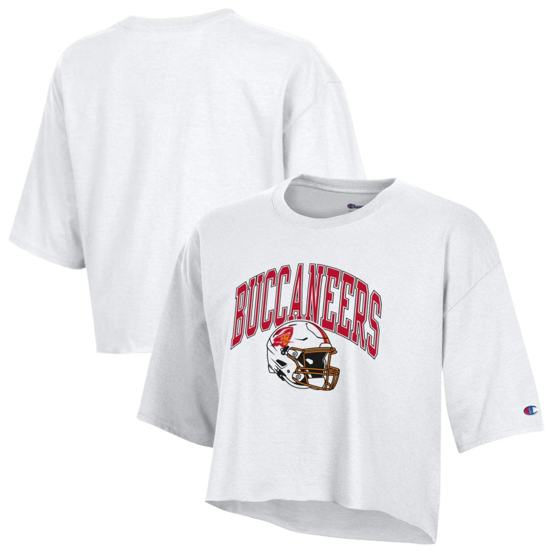 Tampa Bay Buccaneers Champion Women's Boyfriend Cropped T-Shirt White - NFL