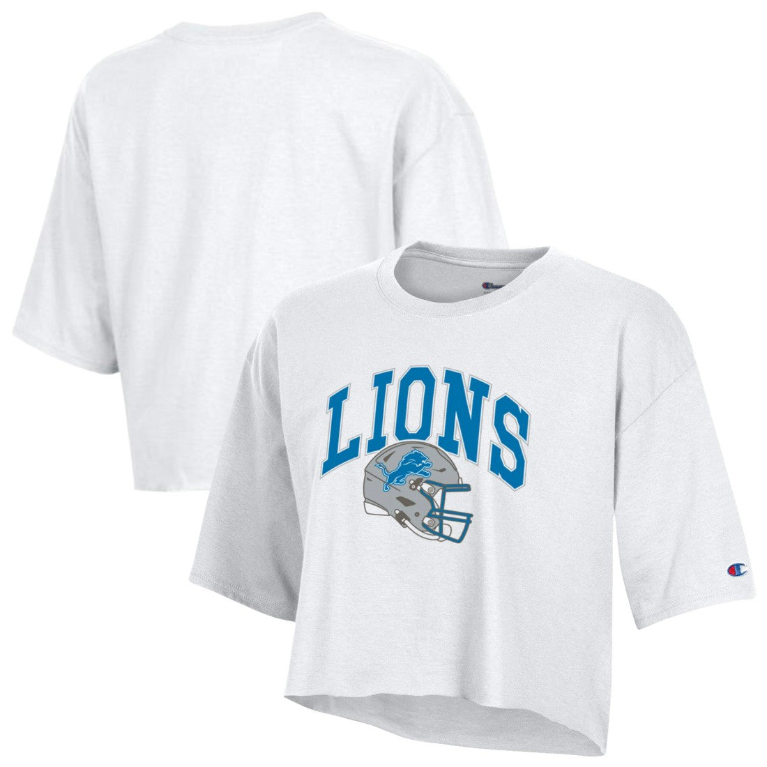 Detroit Lions Champion Women's Boyfriend Cropped T-Shirt White - NFL