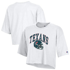 Houston Texans Champion Women's Boyfriend Cropped T-Shirt White - NFL