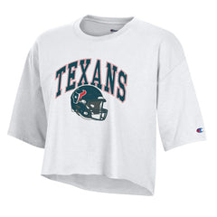 Houston Texans Champion Women's Boyfriend Cropped T-Shirt White - NFL