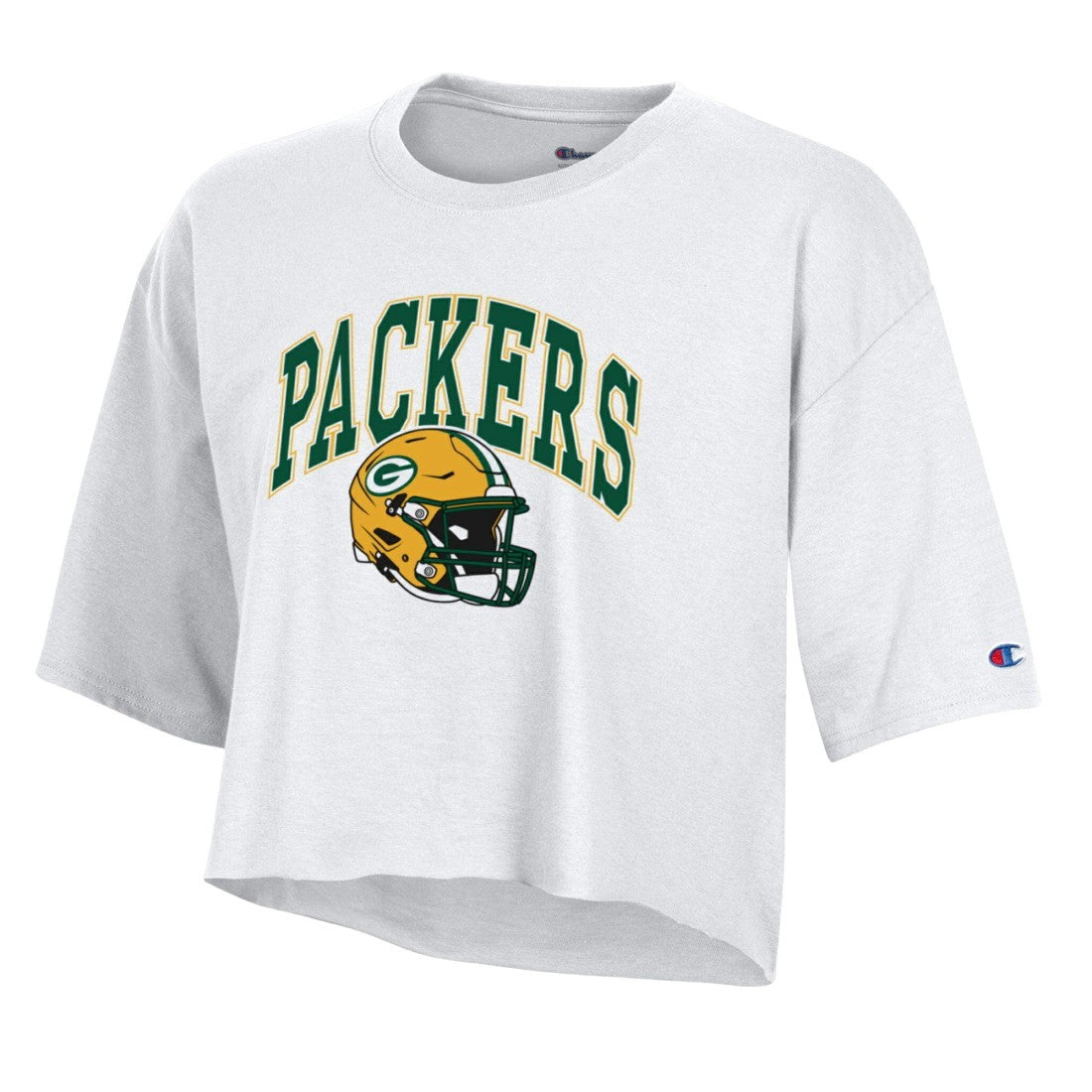 Green Bay Packers Champion Women's Boyfriend Cropped T-Shirt White - NFL