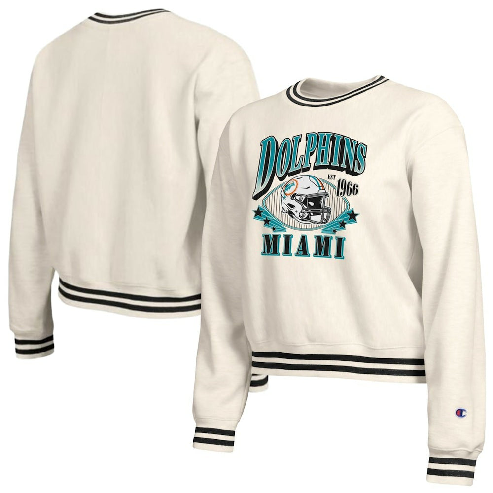Miami Dolphins Champion Women's Reverse Weave Fleece Sweatshirt Cream - NFL