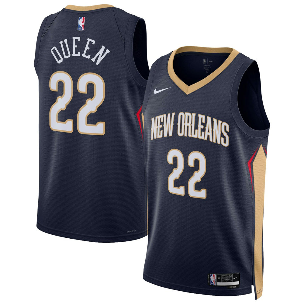 Nike - Derik Queen New Orleans Pelicans Unisex Swingman Jersey - Icon Edition - Navy